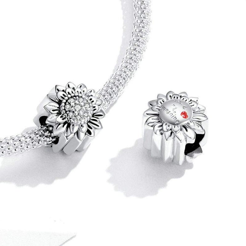 LAMOONY Sterling Silver Sunflower Charm for Pandora Charm Bracelet - Image 3